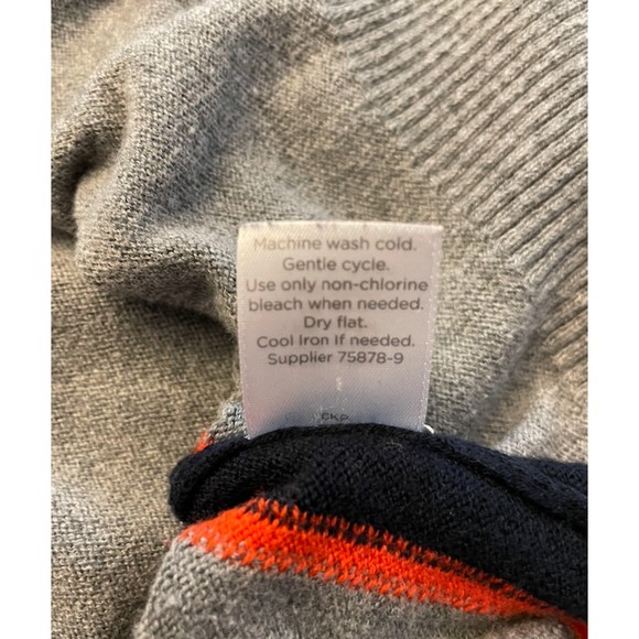 JCP Gray sweater -Navy and Orange Trim - Sz M - Picture 10 of 10